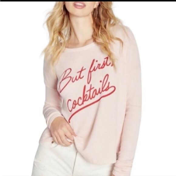 WILDFOX BUT FIRST COCKTAILS HUDSON THERMAL Sweater NWT - Picture 1 of 3